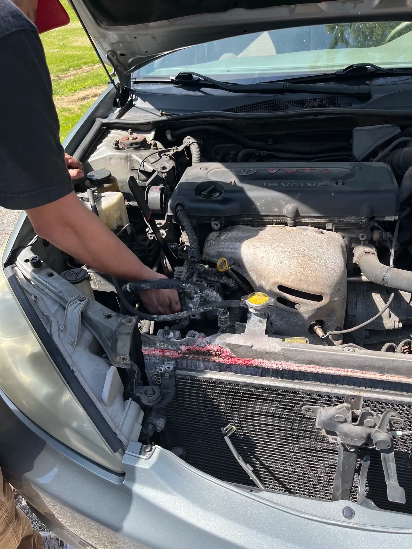 Cooling-system repair in progress at a customer's location