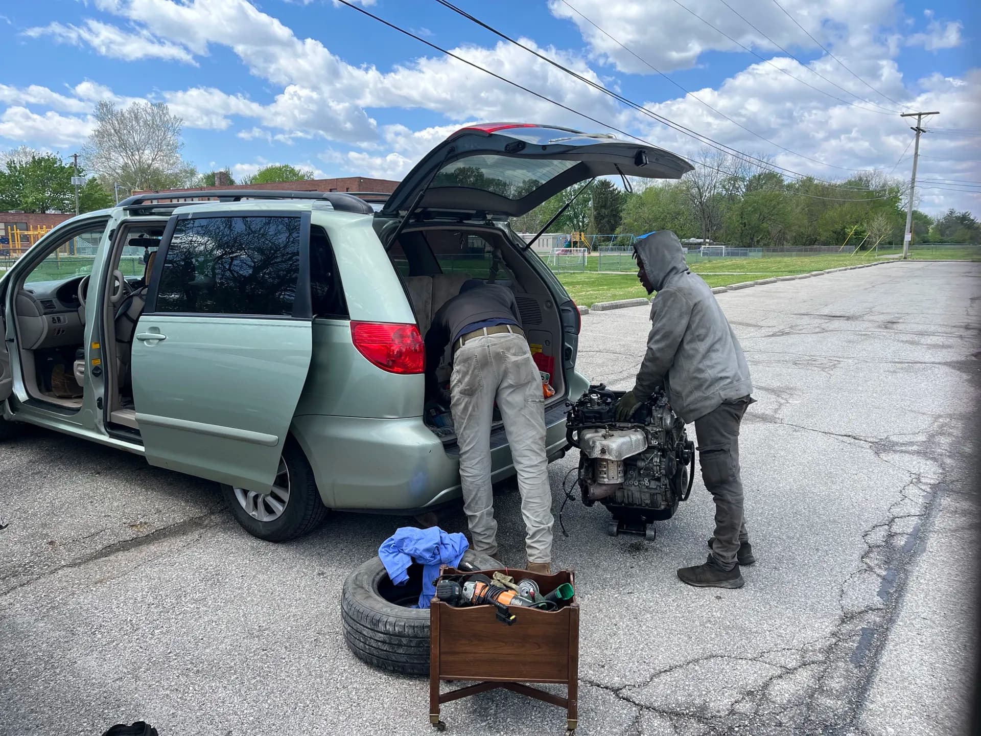 Wayne's Mobile Mechanic completing an engine repair at a customer's location near Columbus, Ohio